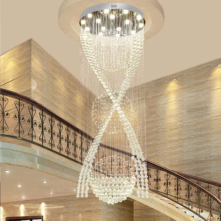 Three-Tier Glow Premium Crystal Chandelier for Stairwells