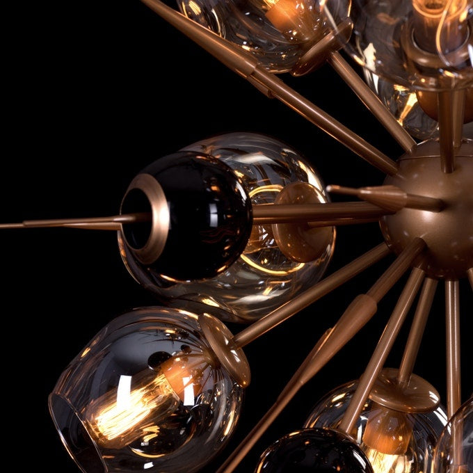 Modern (Large, Gold, Amber) Glass Chandelier