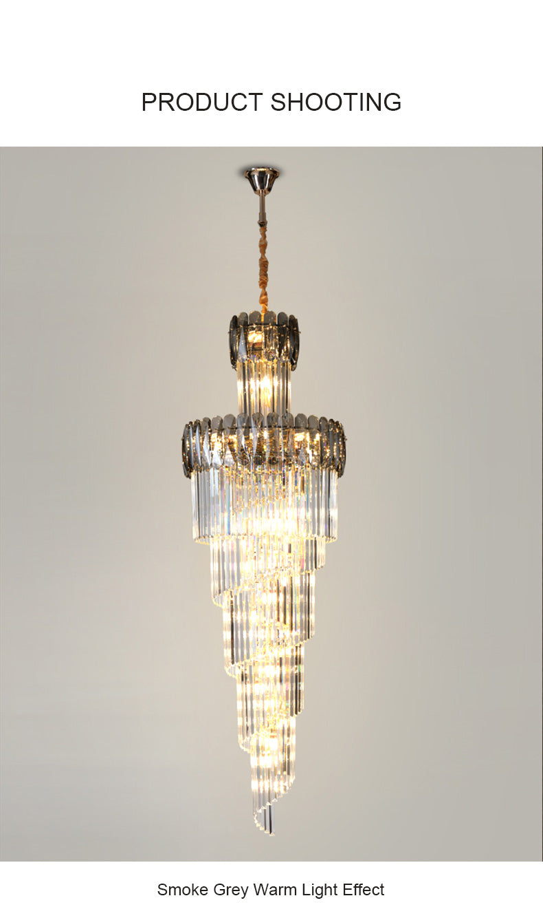 Crystal Multilayer Double Height Chandelier