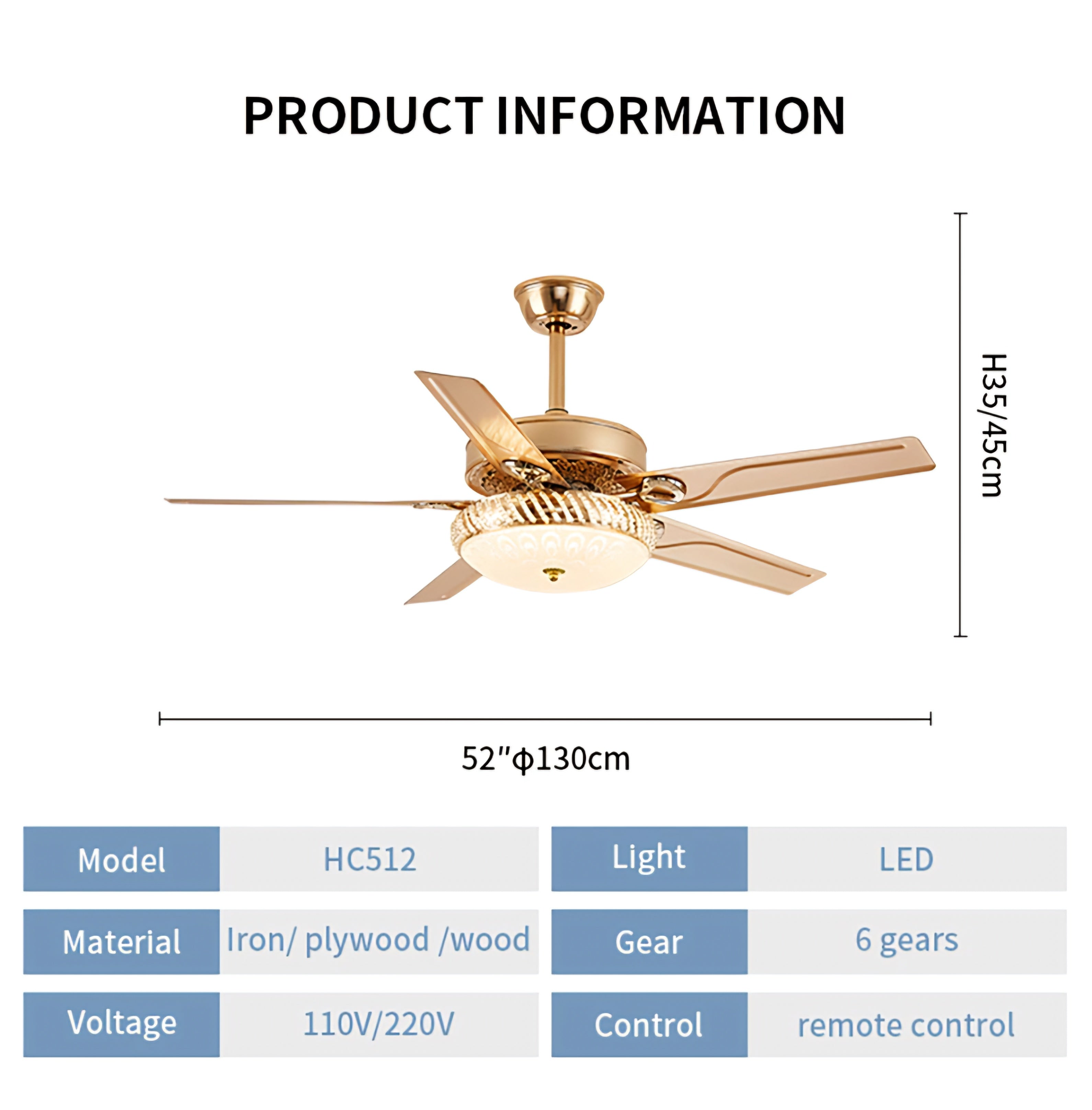 Empress Epoch (Gold) Ceiling Fan