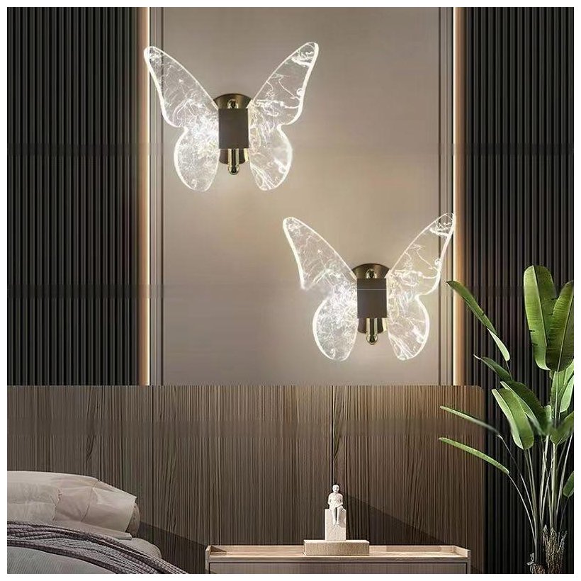 Aluminum Body Butterfly LED Wall Lamp for Bedroom Hotel Bedside Hallway Decor Living Room Lighting