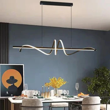 Modern Style Black Wave LED Chandelier