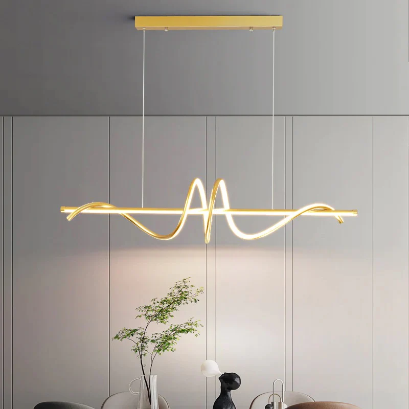 Gold Led Twisty Curl Lights Chandelier