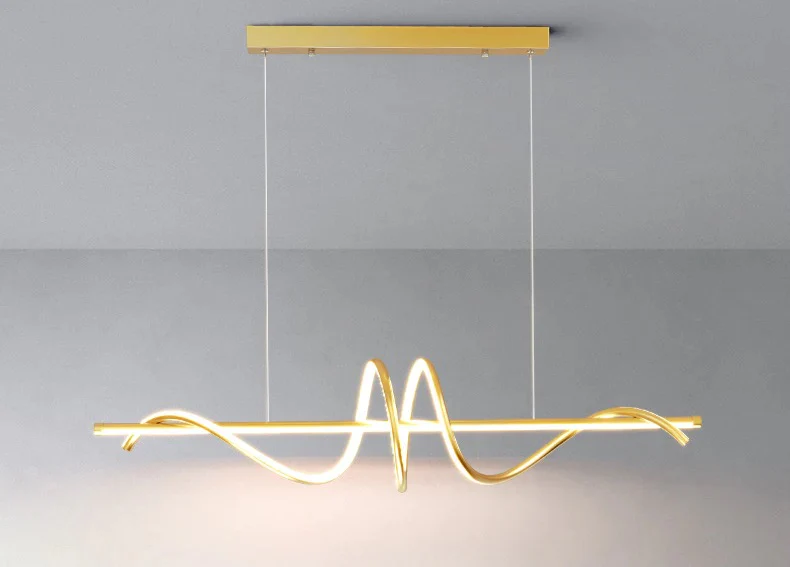 Gold Led Twisty Curl Lights Chandelier