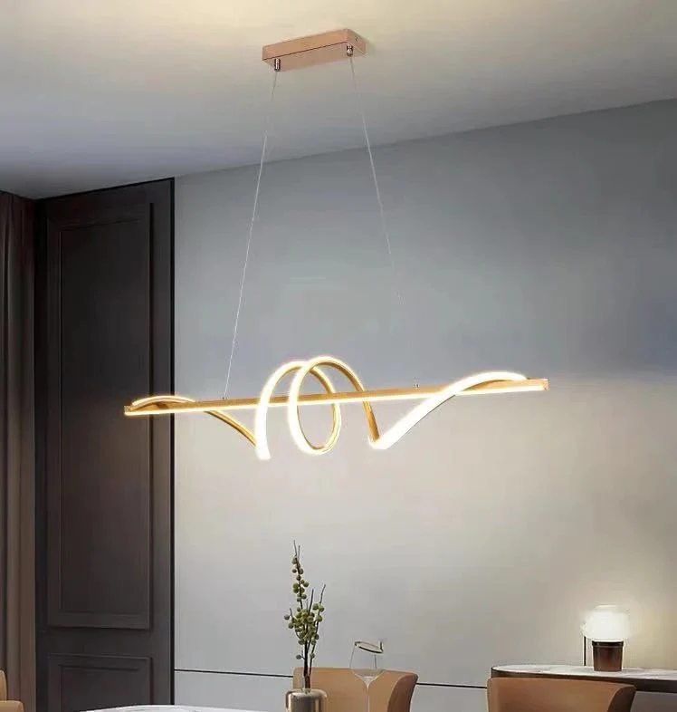 Gold Led Twisty Curl Lights Chandelier