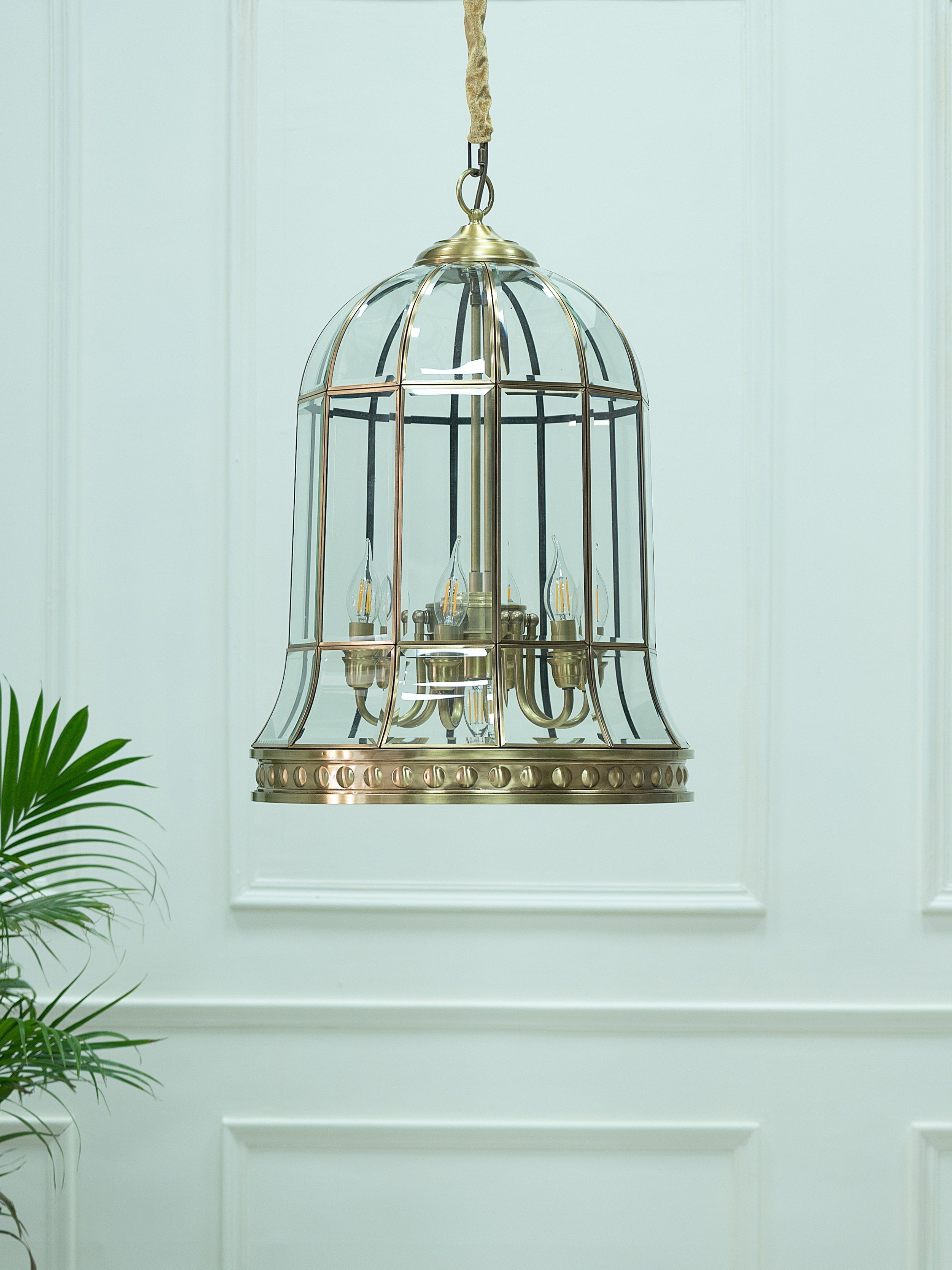Aarya Brass Bell (Glass, Brass) Hanging Light (850 mm Height)