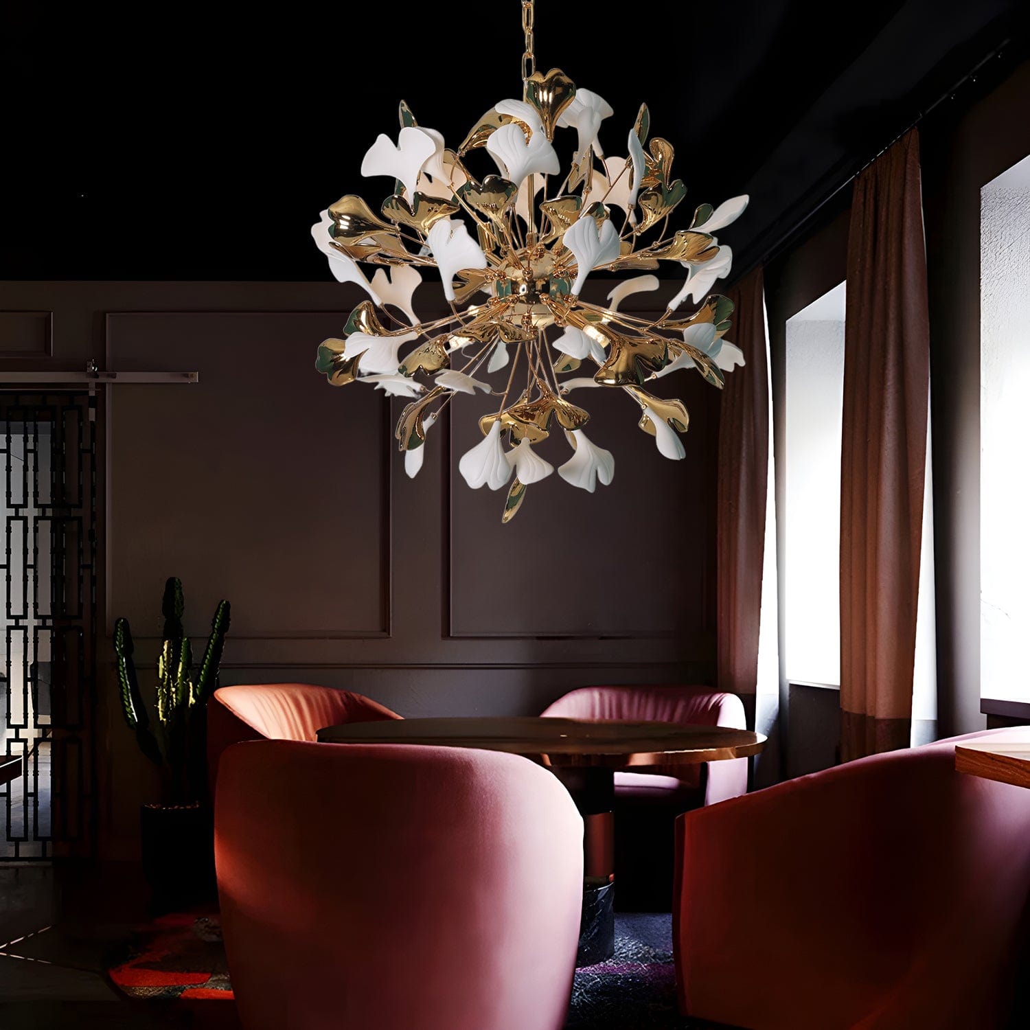 Ceramic Glazed Kew Tree Leaf Chandelier