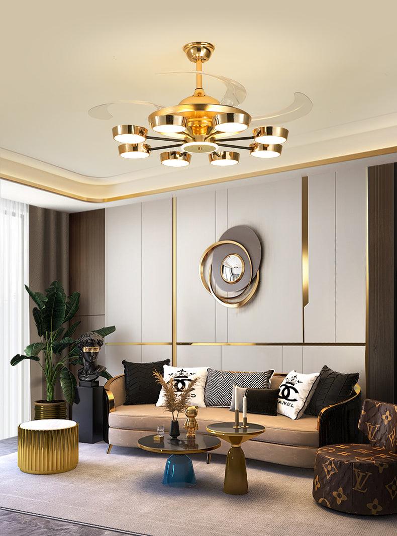 Golden Halo (Gold Finish) Ceiling Fan Chandelier