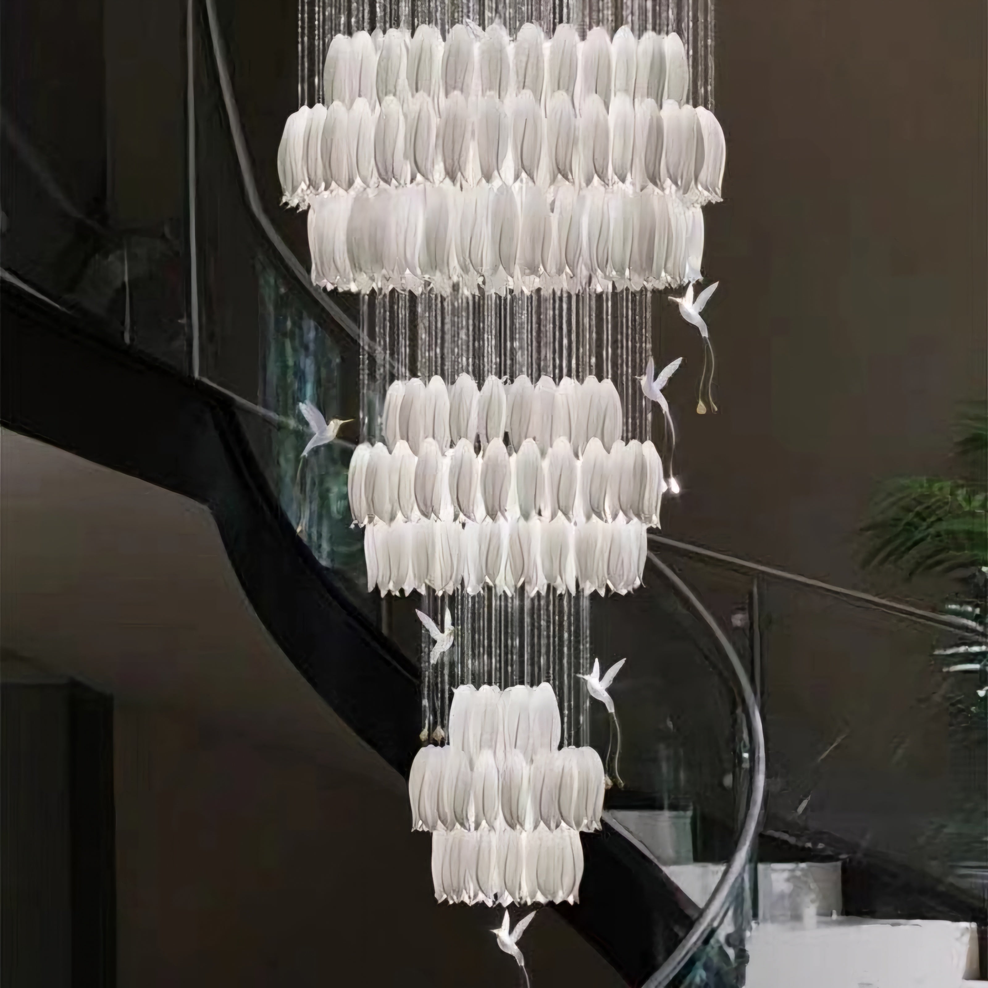 Petal Pirouette 'n' Tulip Falls Chandelier Vertical Style