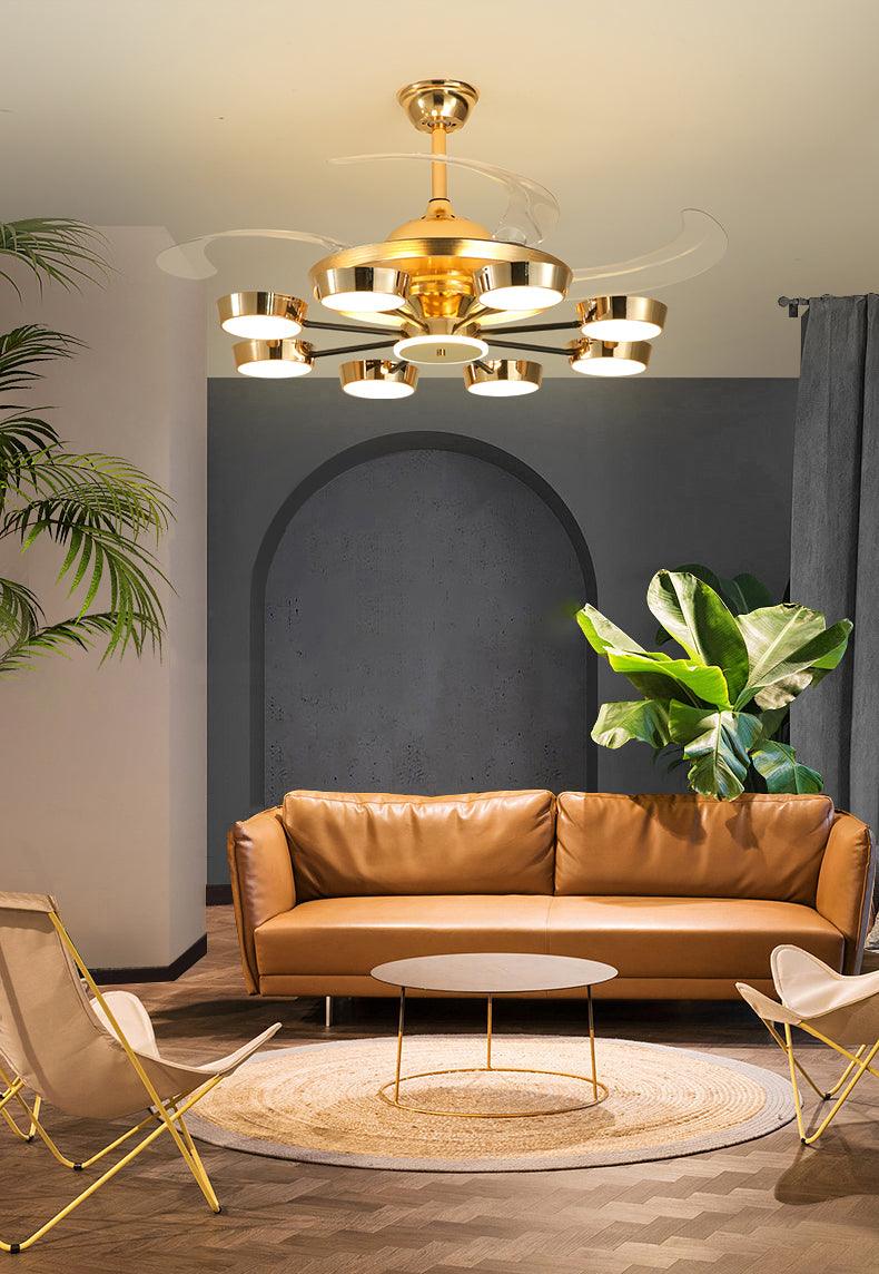 Golden Halo (Gold Finish) Ceiling Fan Chandelier