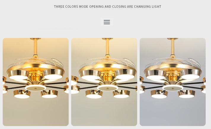 Golden Halo (Gold Finish) Ceiling Fan Chandelier