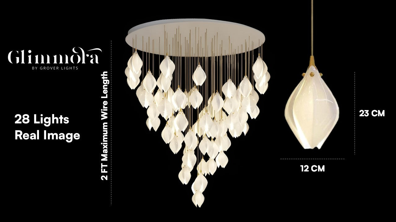 Petals in Flight (Porcelain White) Chandelier (28 Lights)
