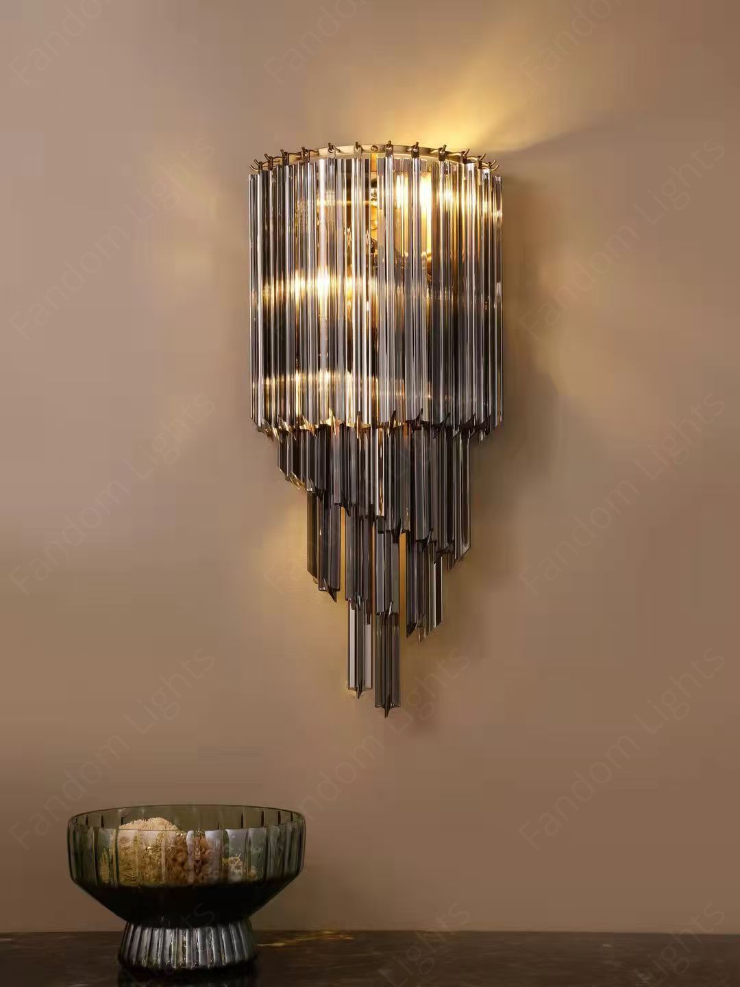 K9 Smoke Crystal Metal Wall Lamp