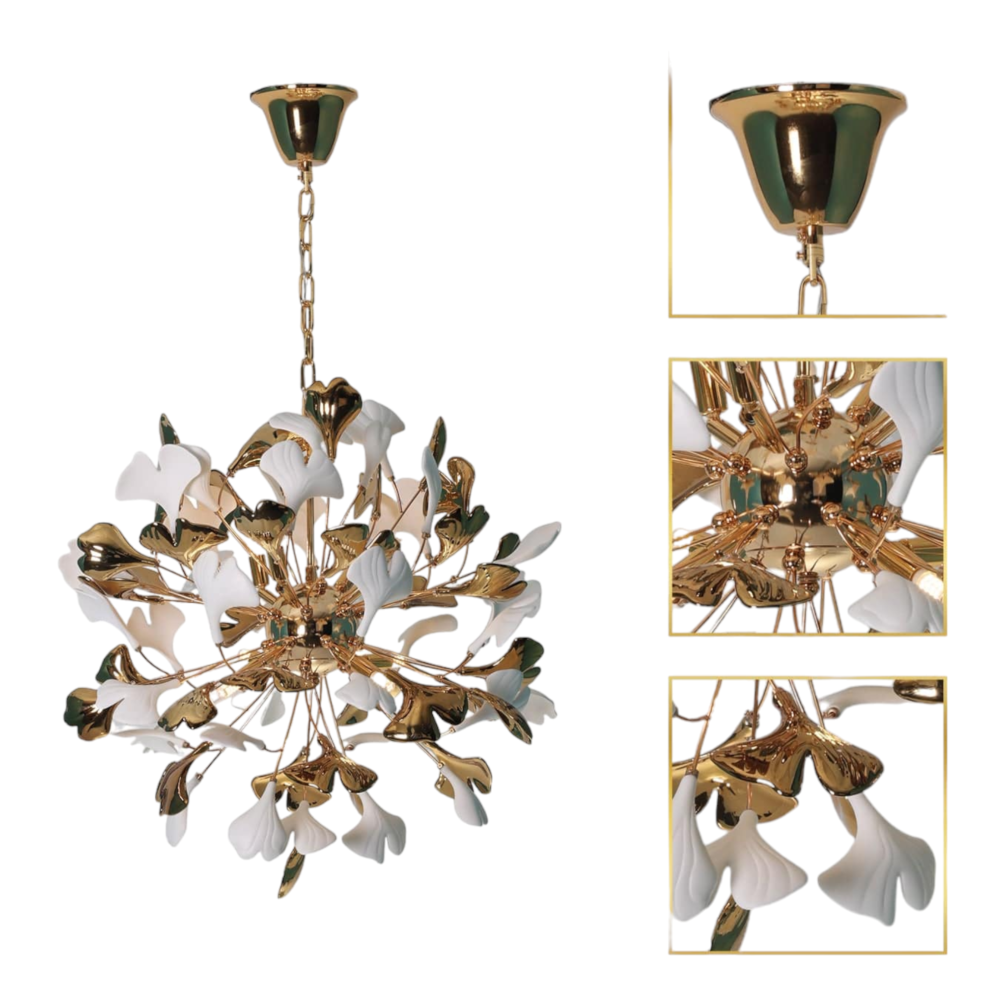 Ceramic Glazed Kew Tree Leaf Chandelier