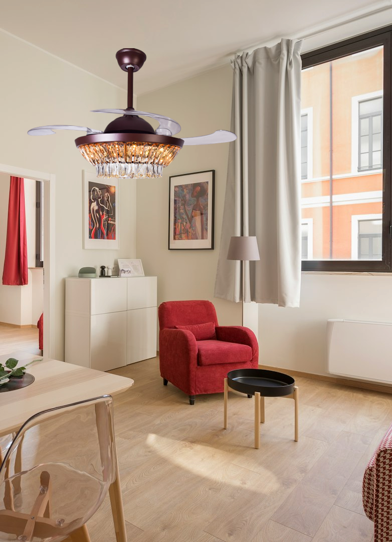 Whispers of Luxury (42 Inches Span, Brown Finish Metal Body, Transparent ABS Blades)