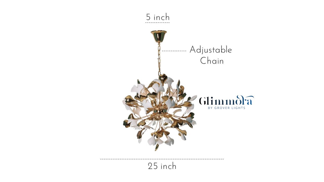 Ceramic Glazed Kew Tree Leaf Chandelier