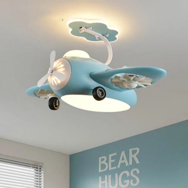 Kid's room Aircraft fan light Chandelier (Blue)