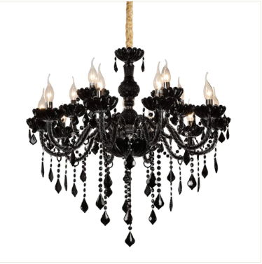 Brilliant Heart in Black: Diamond Crystal Chandelier