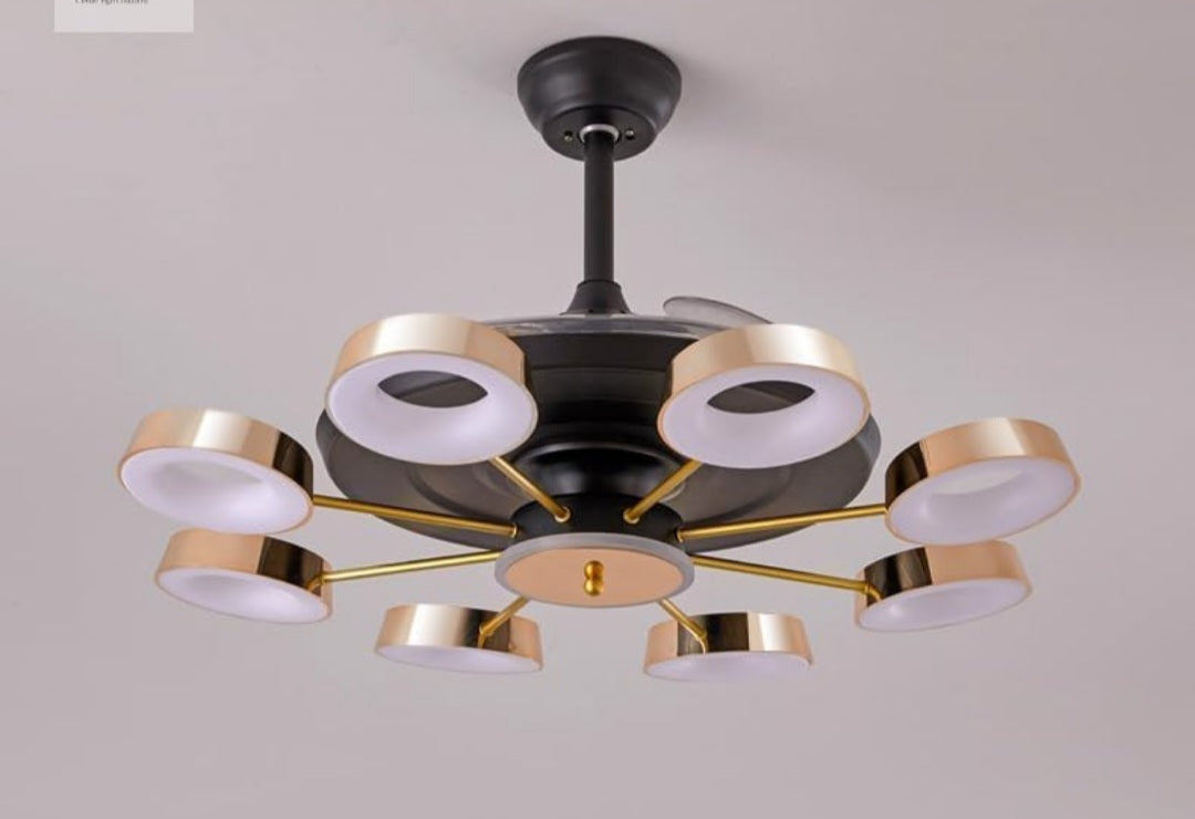 Golden Halo Ceiling Fan Chandelier