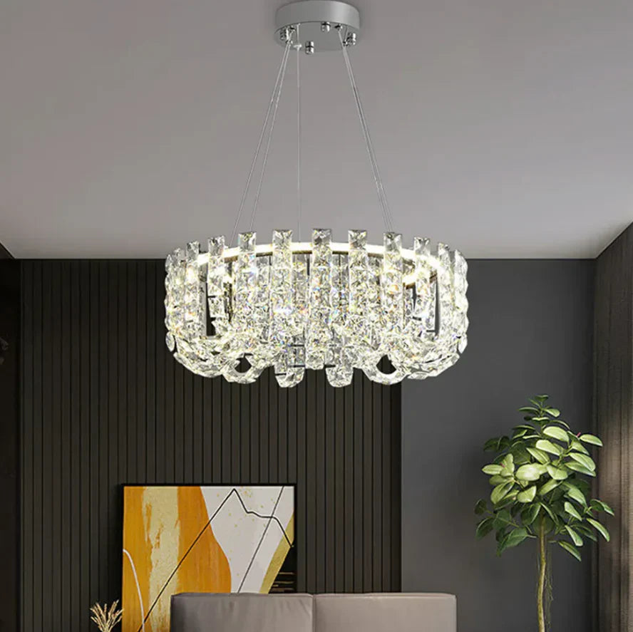 600mm Crystal Chrome Led Chandelier For Living Dining Room Light