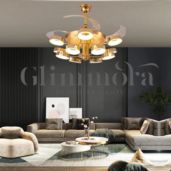 Sunlit Symphony (52 Inches Span, Gold Finish, Transparent ABS Blades)