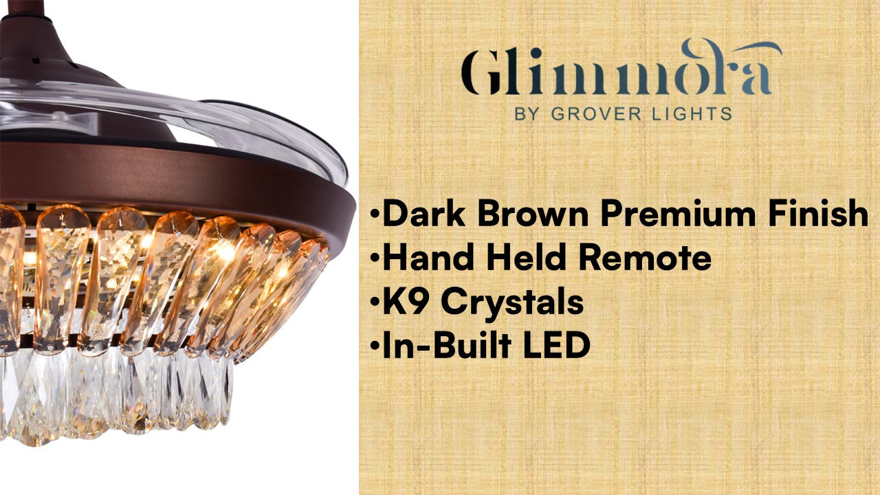 Whispers of Luxury (42 Inches Span, Brown Finish Metal Body, Transparent ABS Blades)