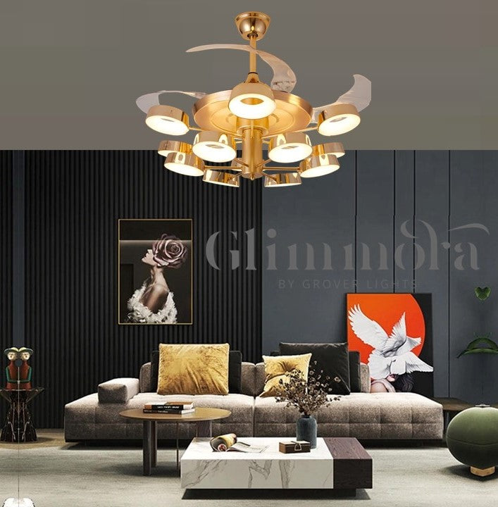 Sunlit Symphony (52 Inches Span, Gold Finish, Transparent ABS Blades)