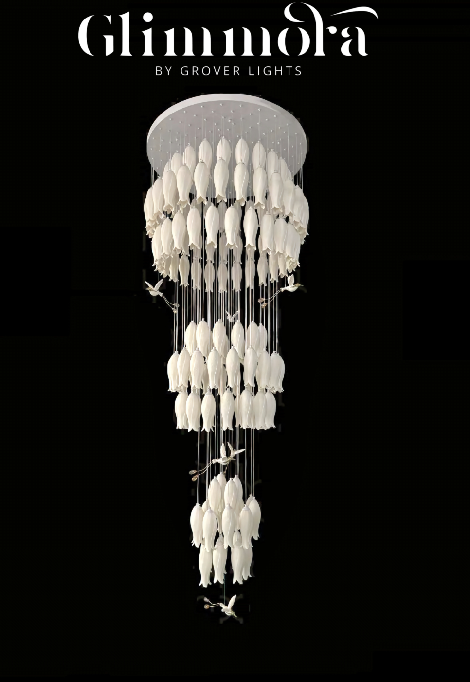 Petal Pirouette 'n' Tulip Falls Chandelier Vertical Style