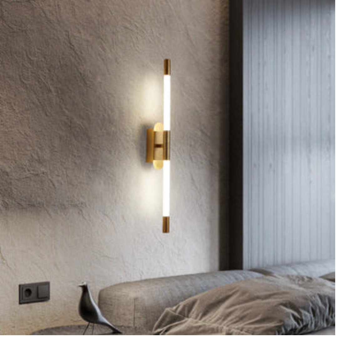 Led Brass Gold Plated Long Tube Wall Light