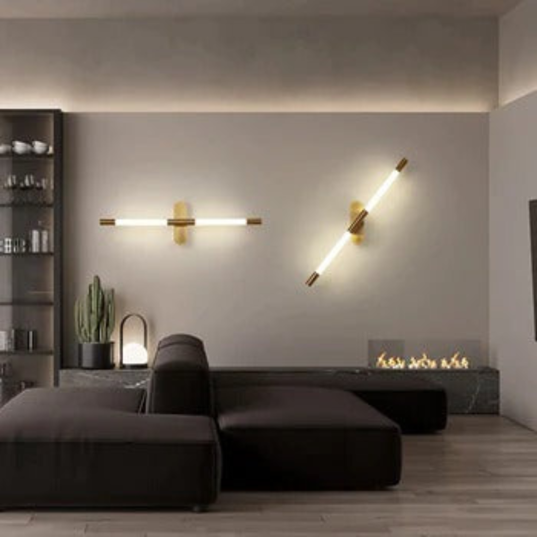 Led Brass Gold Plated Long Tube Wall Light