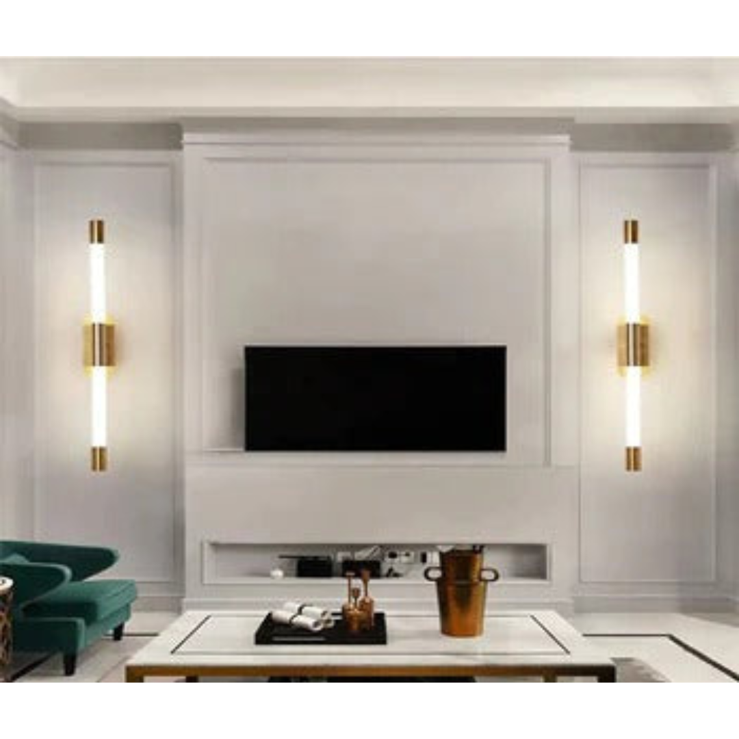 Led Brass Gold Plated Long Tube Wall Light