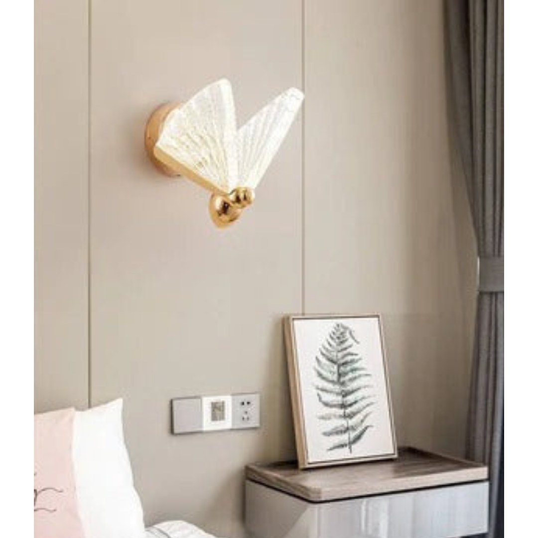 Led Acrylic Butterfly Shape Golden Metal Wall Light