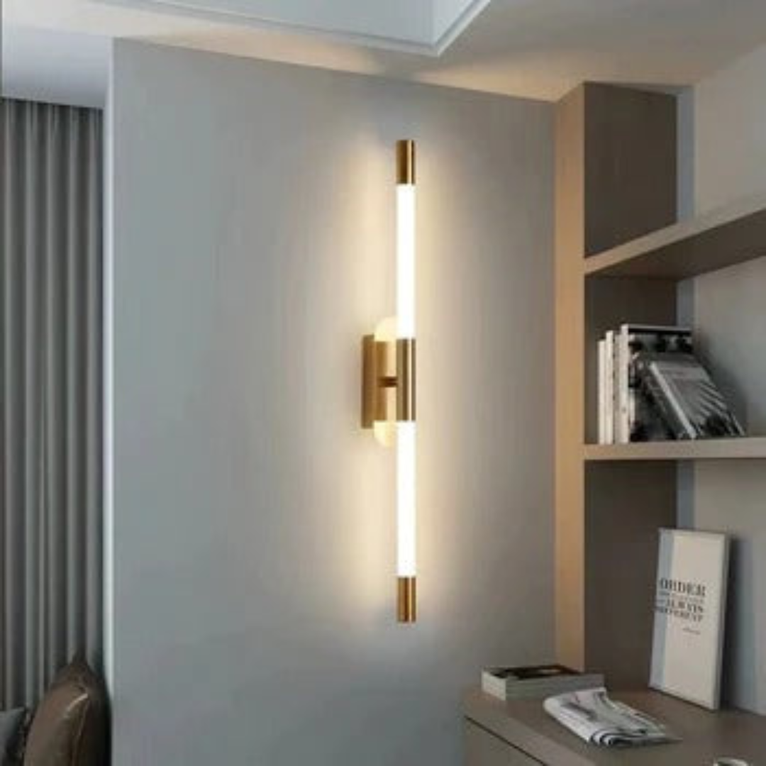 Led Brass Gold Plated Long Tube Wall Light