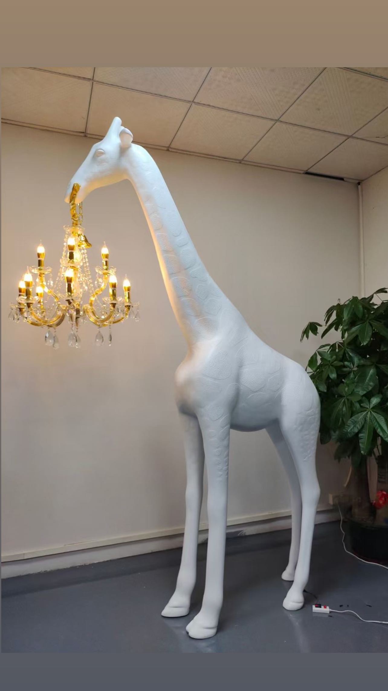 Greetings by Giraffe (White) Floor Lamp with Chandelier