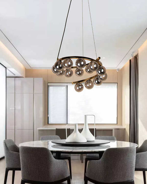 Modern Double Ring Chandelier - Smoke