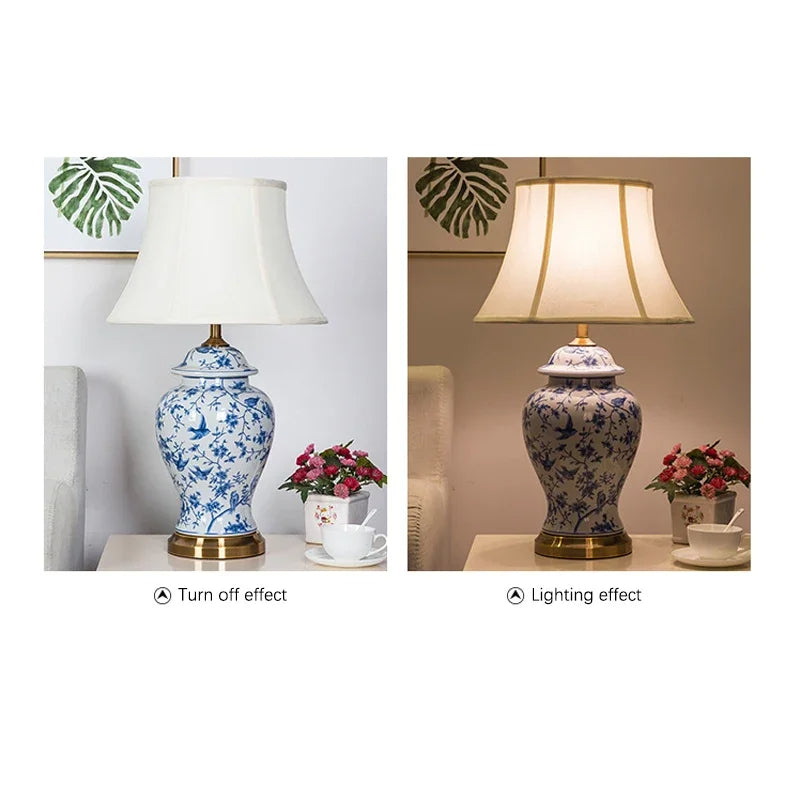 Tropical Dreamscape Ceramic (Blue) Table Lamp