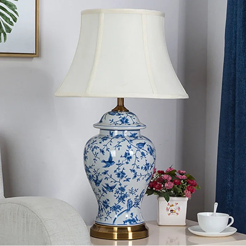 Tropical Dreamscape Ceramic (Blue) Table Lamp