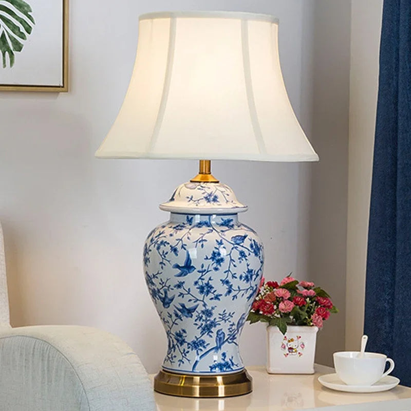 Tropical Dreamscape Ceramic (Blue) Table Lamp