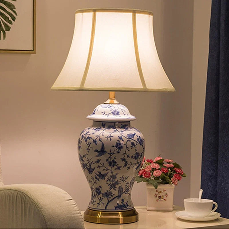 Tropical Dreamscape Ceramic (Blue) Table Lamp
