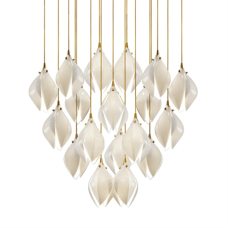 Petals in Flight (Porcelain White) Chandelier (28 Lights)