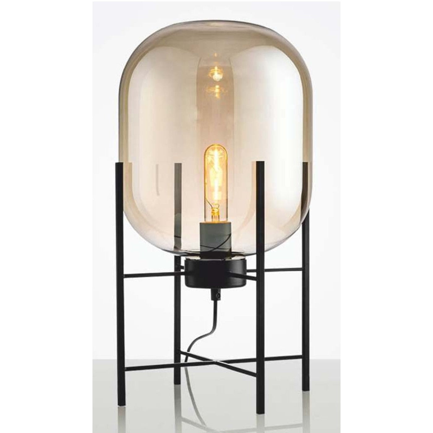 Crystal Aura: Glass Table Lamp (Black)