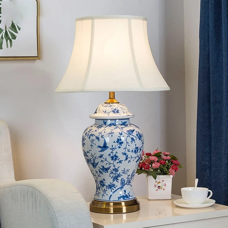 Tropical Dreamscape Ceramic (Blue) Table Lamp