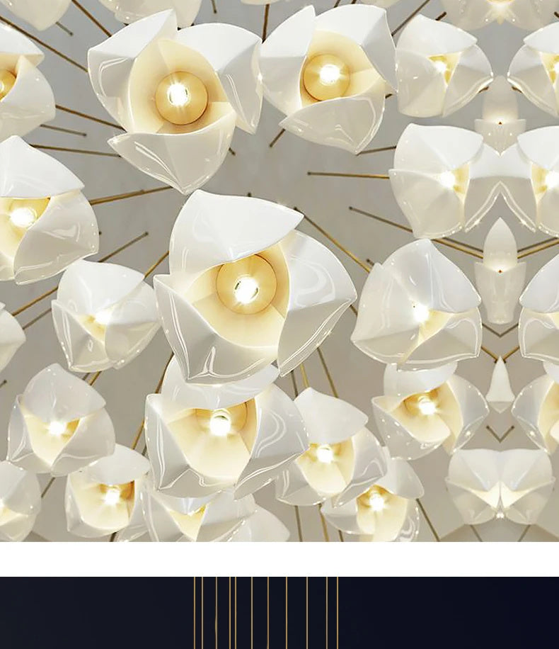 Petals in Flight (Porcelain White) Chandelier (48 Lights)