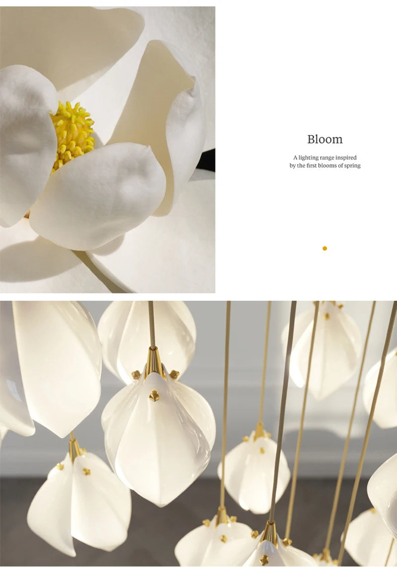 Petals in Flight (Porcelain White) Chandelier (48 Lights)
