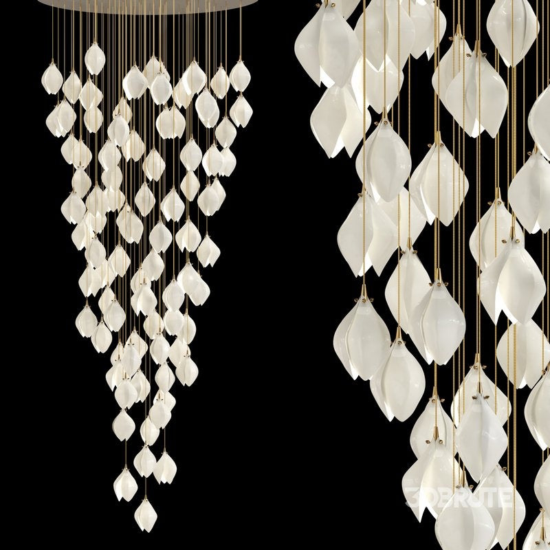 Petals in Flight (Porcelain White) Chandelier (48 Lights)