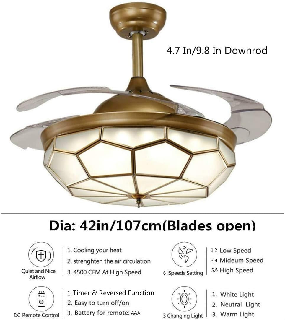 Brass Mirage (Brass Body, 42 Inches) Ceiling Fan with Remote Control