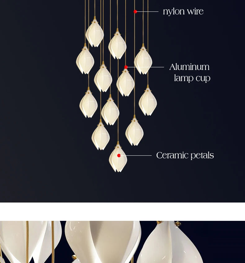Petals in Flight (Porcelain White) Chandelier (28 Lights)