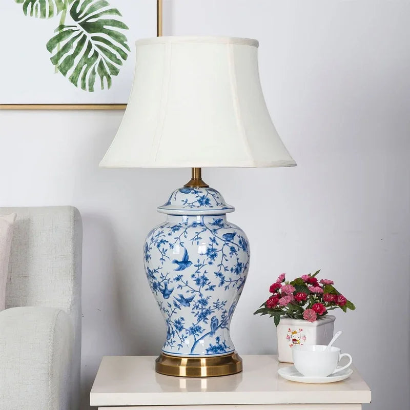 Tropical Dreamscape Ceramic (Blue) Table Lamp