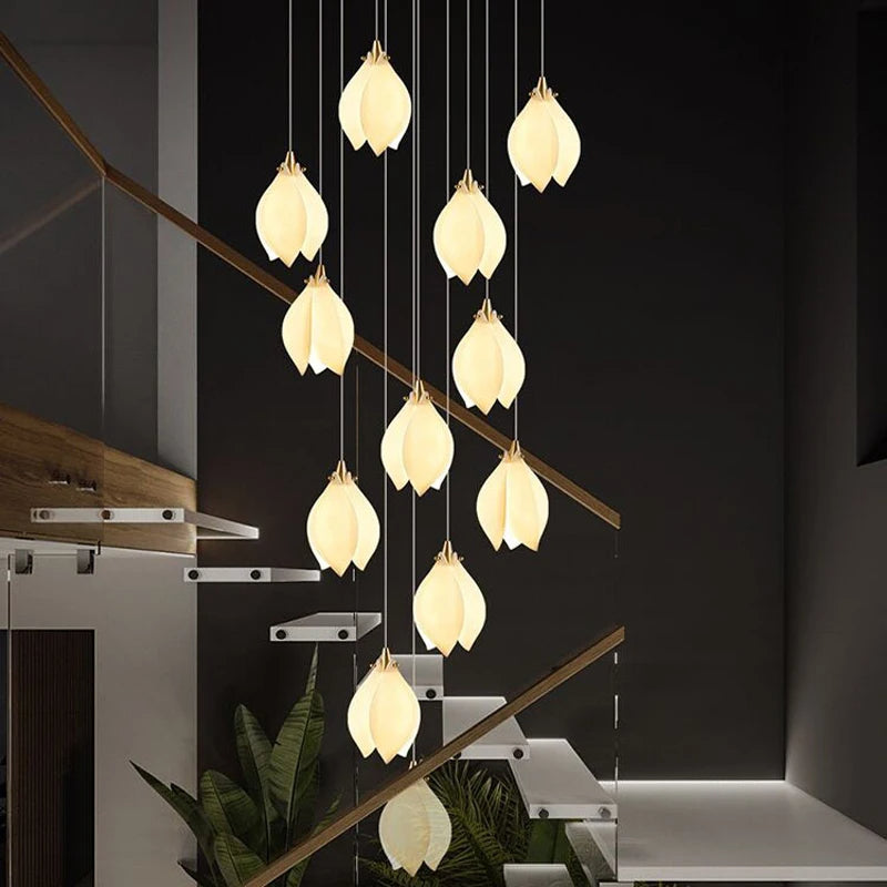 Petals in Flight (Porcelain White) Chandelier (48 Lights)