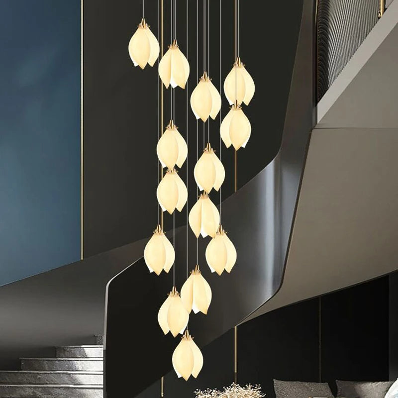 Petals in Flight (Porcelain White) Chandelier (48 Lights)